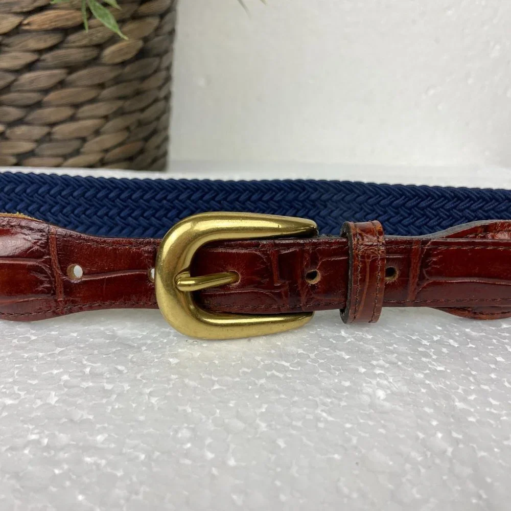 NWOT Web Belt Leather W/Stretch Poly Strar Sz L